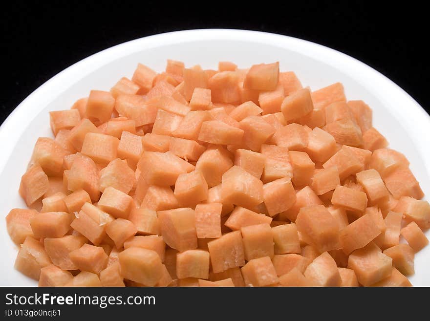 Carrot in the white plate