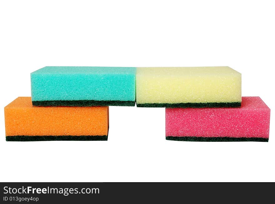 Four multicolor sponges