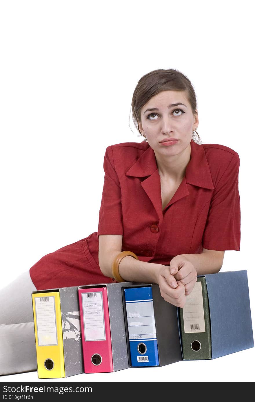 Attractive young woman on registers