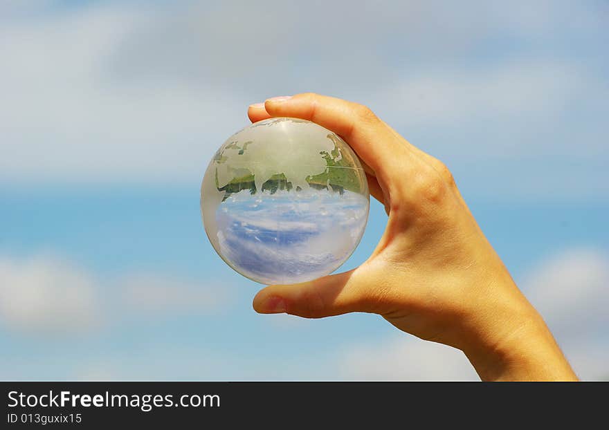 Globe on the human hand