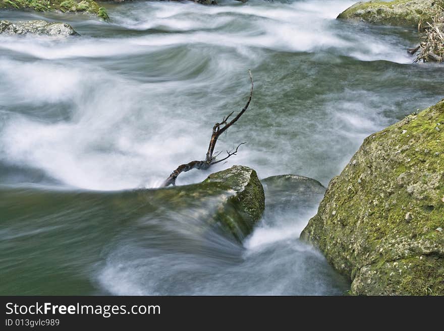 Long time exposure image of a river and rocks.Location-Naruko Gorge Miyagi,Japan. Long time exposure image of a river and rocks.Location-Naruko Gorge Miyagi,Japan