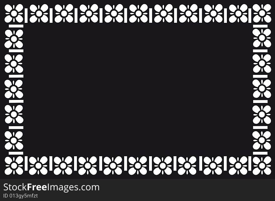 Floral  frame, white decorative border, black background. See the rest in the series as well. Floral  frame, white decorative border, black background. See the rest in the series as well.