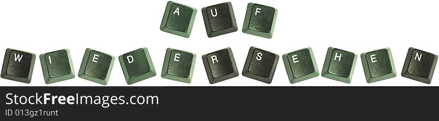 Photo of keyboard buttons spellin out the wod, Auf Wiedersehen