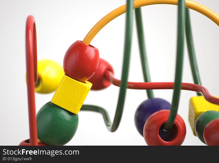 Wooden toy for kids on white background