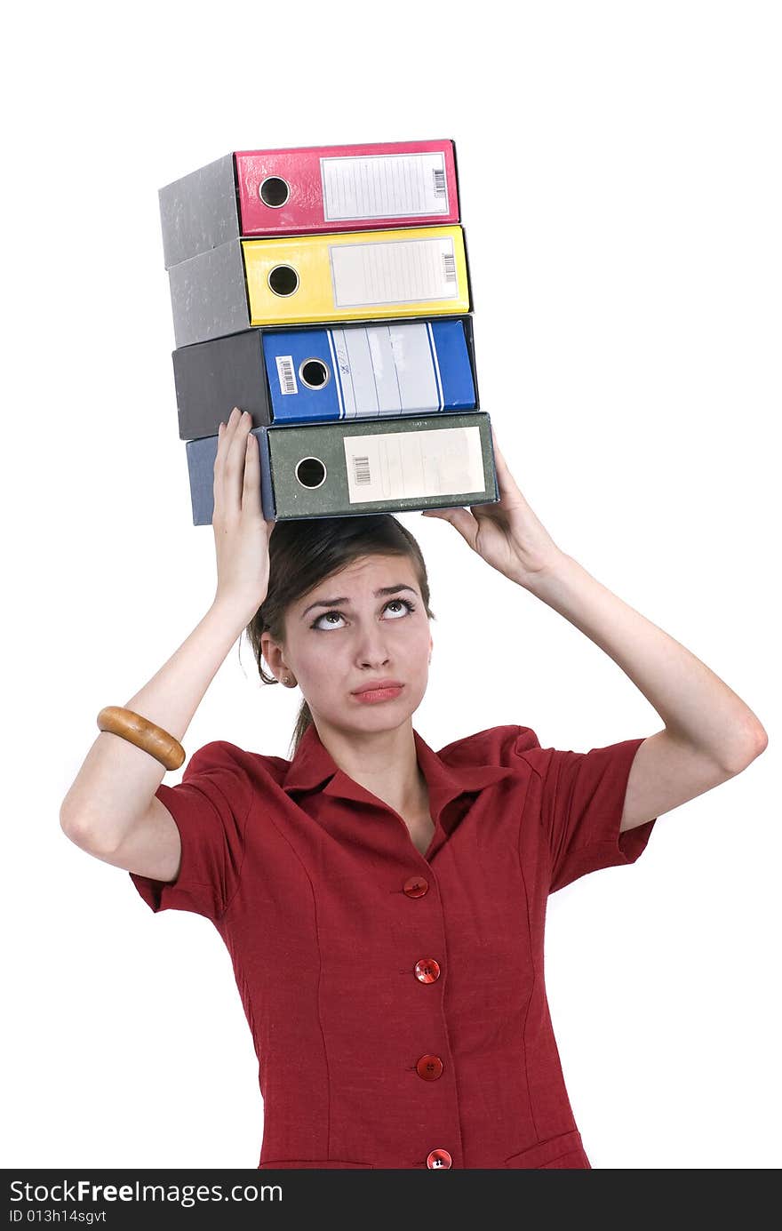 Attractive young woman with registers. Attractive young woman with registers