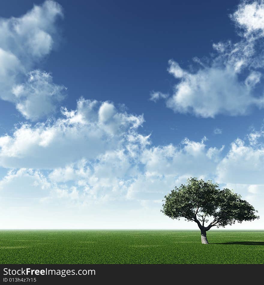 Alone tree and beautiful sky with clouds. Alone tree and beautiful sky with clouds.