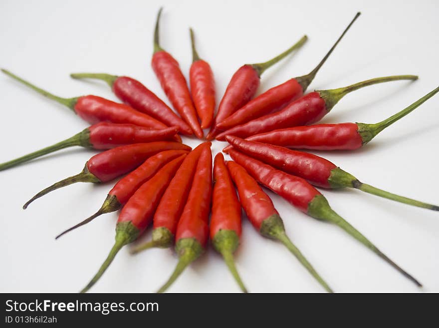 Chili  Peppers Against White