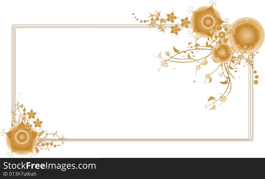 Golden christmas themed frame with intricate floral arabesques vector illustration. Golden christmas themed frame with intricate floral arabesques vector illustration