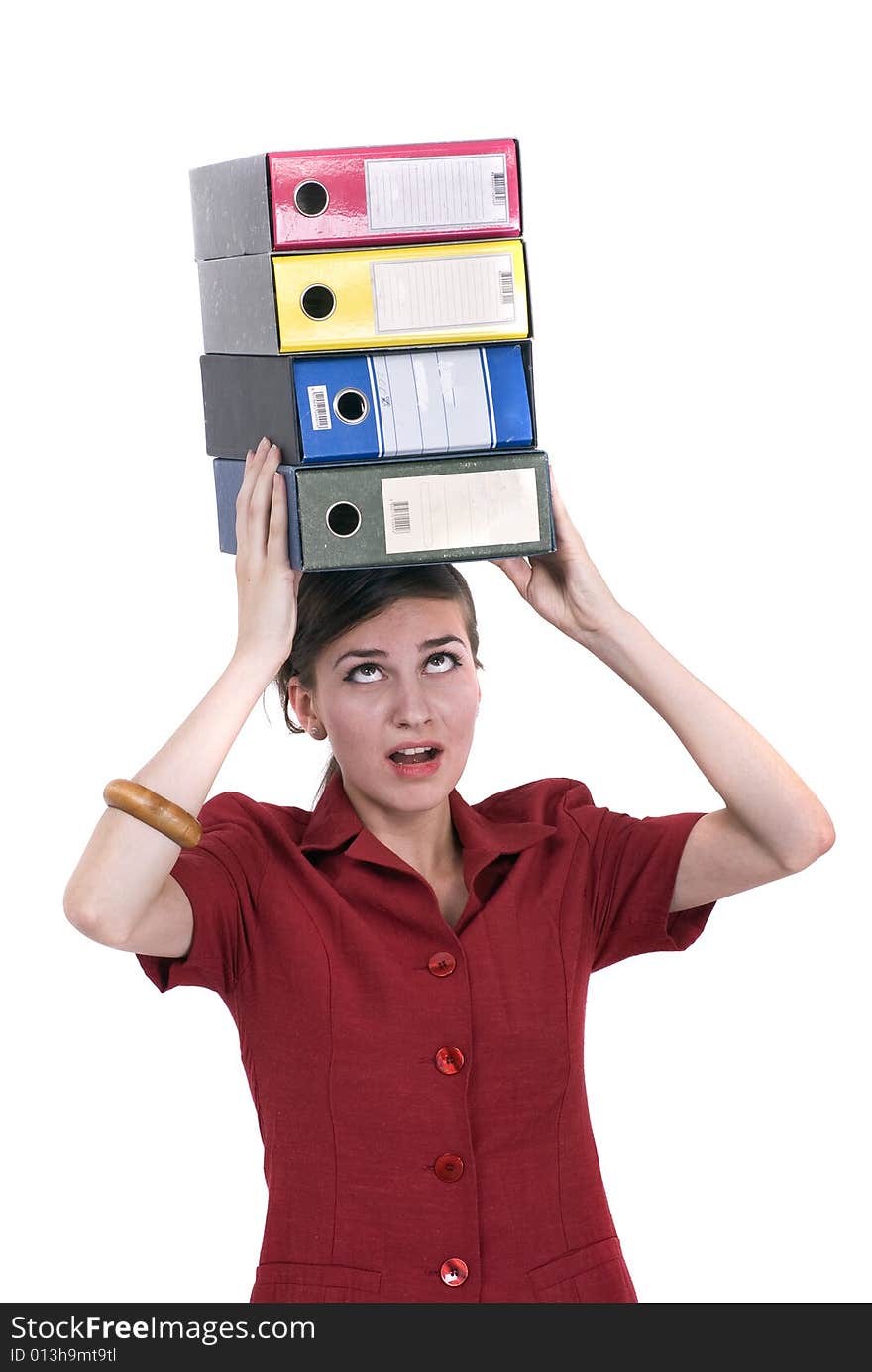 An woman with registers on head