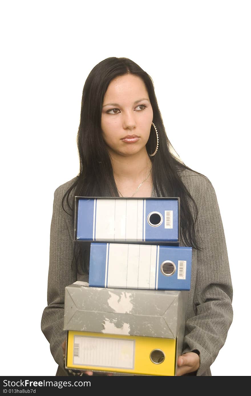 Young woman with register in hand. Young woman with register in hand