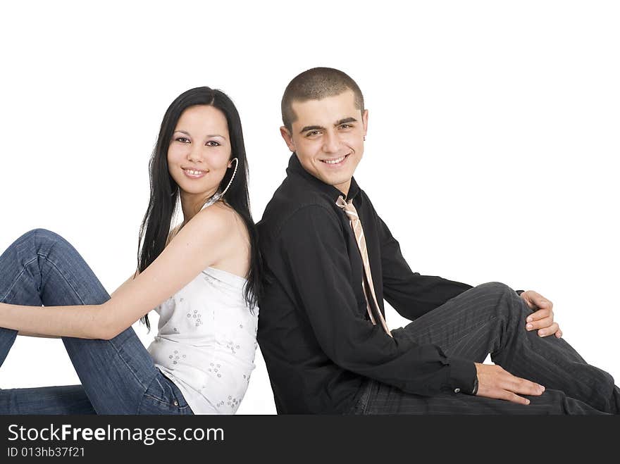 Man and woman sitting down. Man and woman sitting down