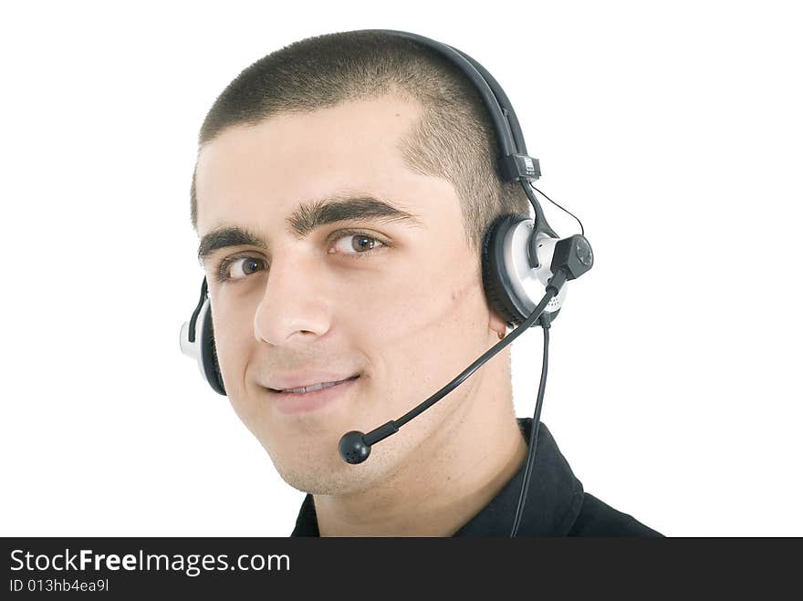 An young man with headphones