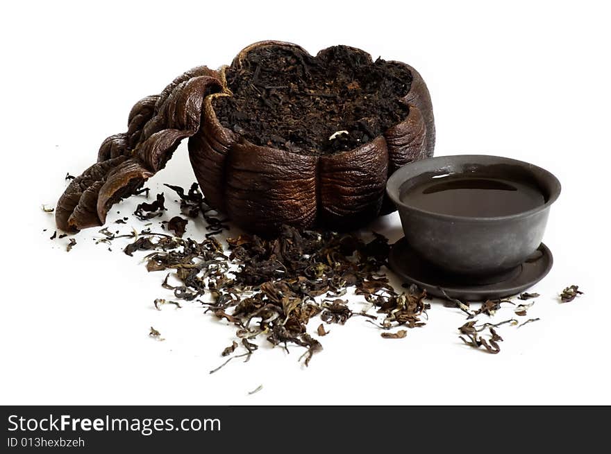 Tea, cup and dried pumpkin