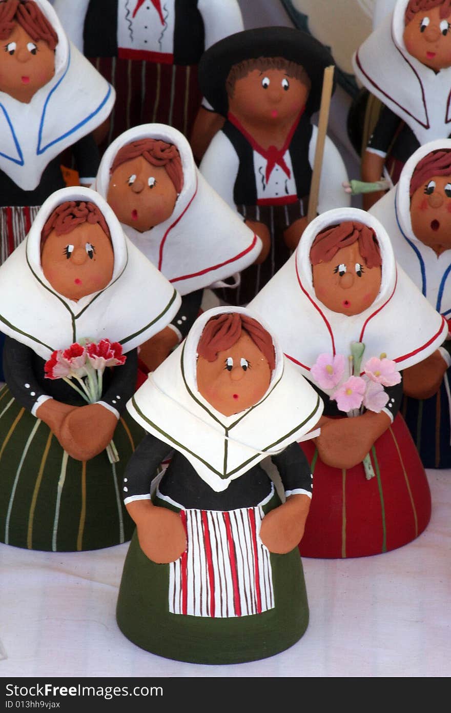 Typical clay figures of a Majorca's peasants in fair of clay in Majorca in Spain