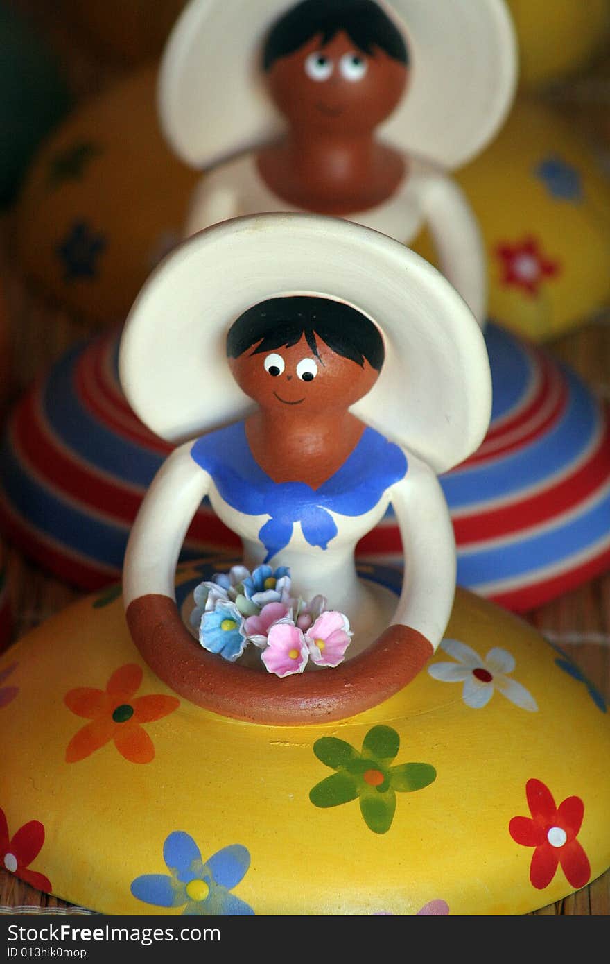 Typical clay figures in a fair of clay in Majorca in Spain