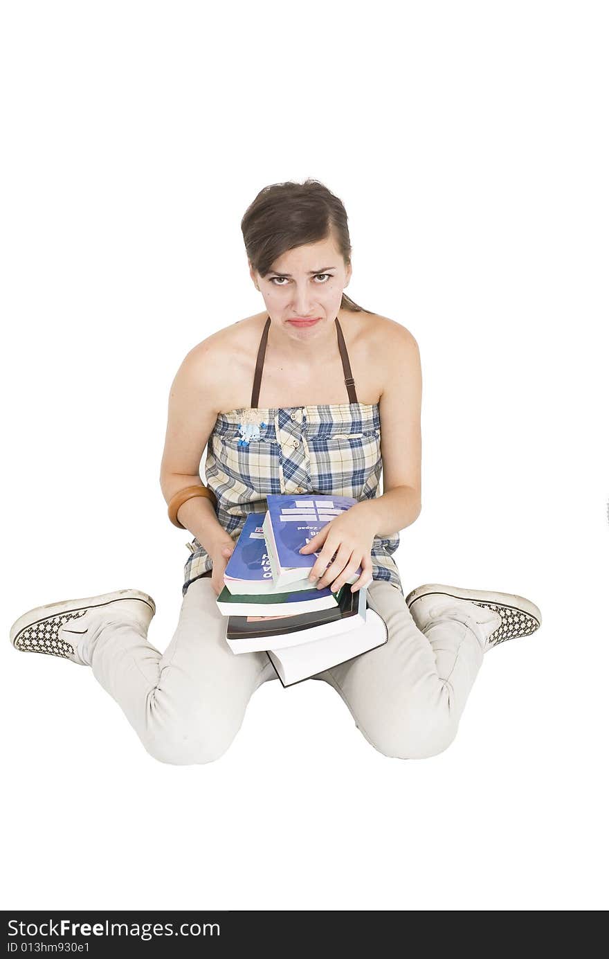 An teen girl with books. An teen girl with books