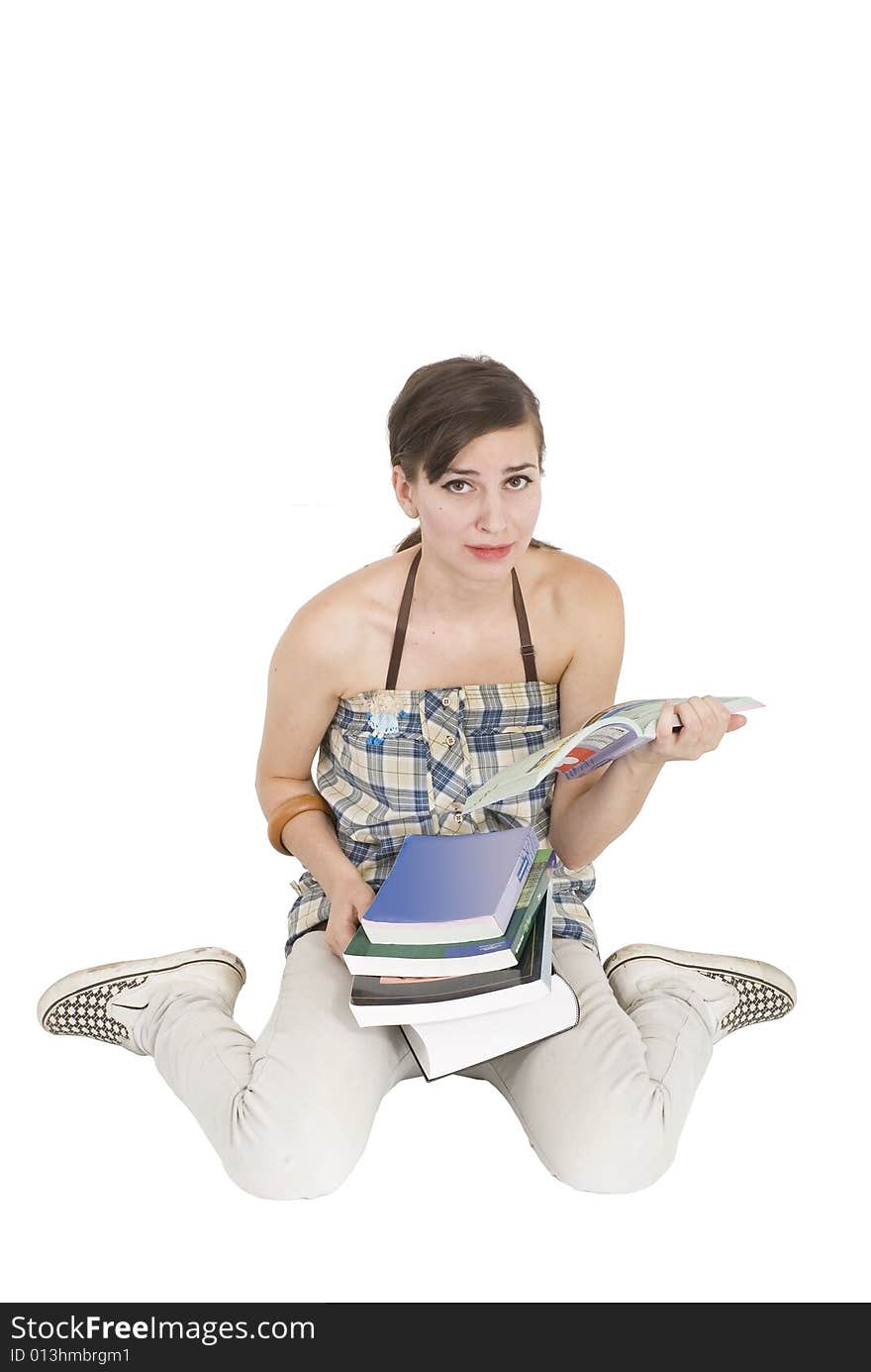 An teen girl with books. An teen girl with books