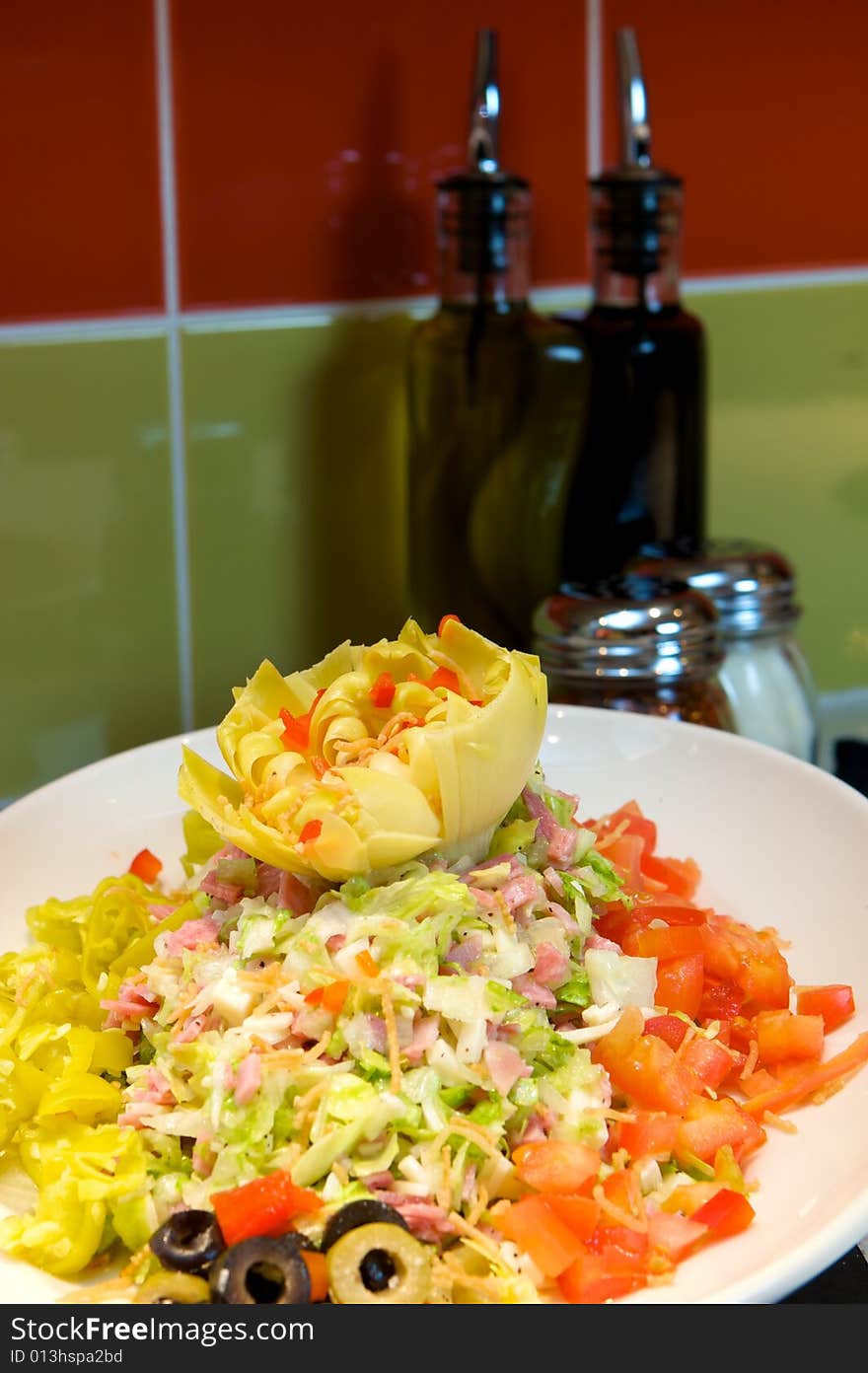 Colorful artichoke salad