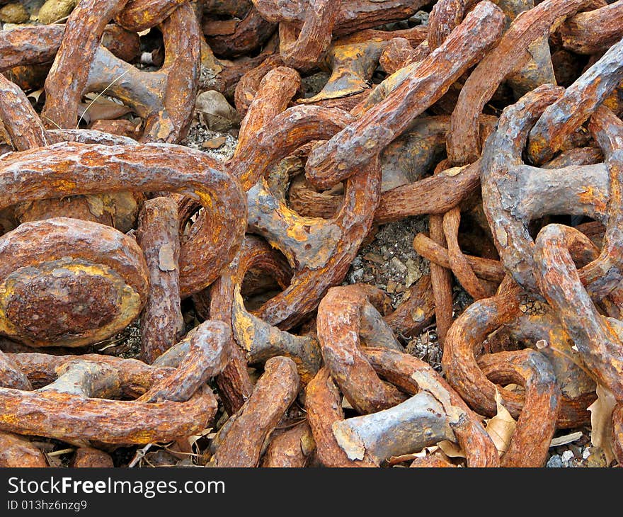 Rusty, rusty and big chains. Rusty, rusty and big chains.