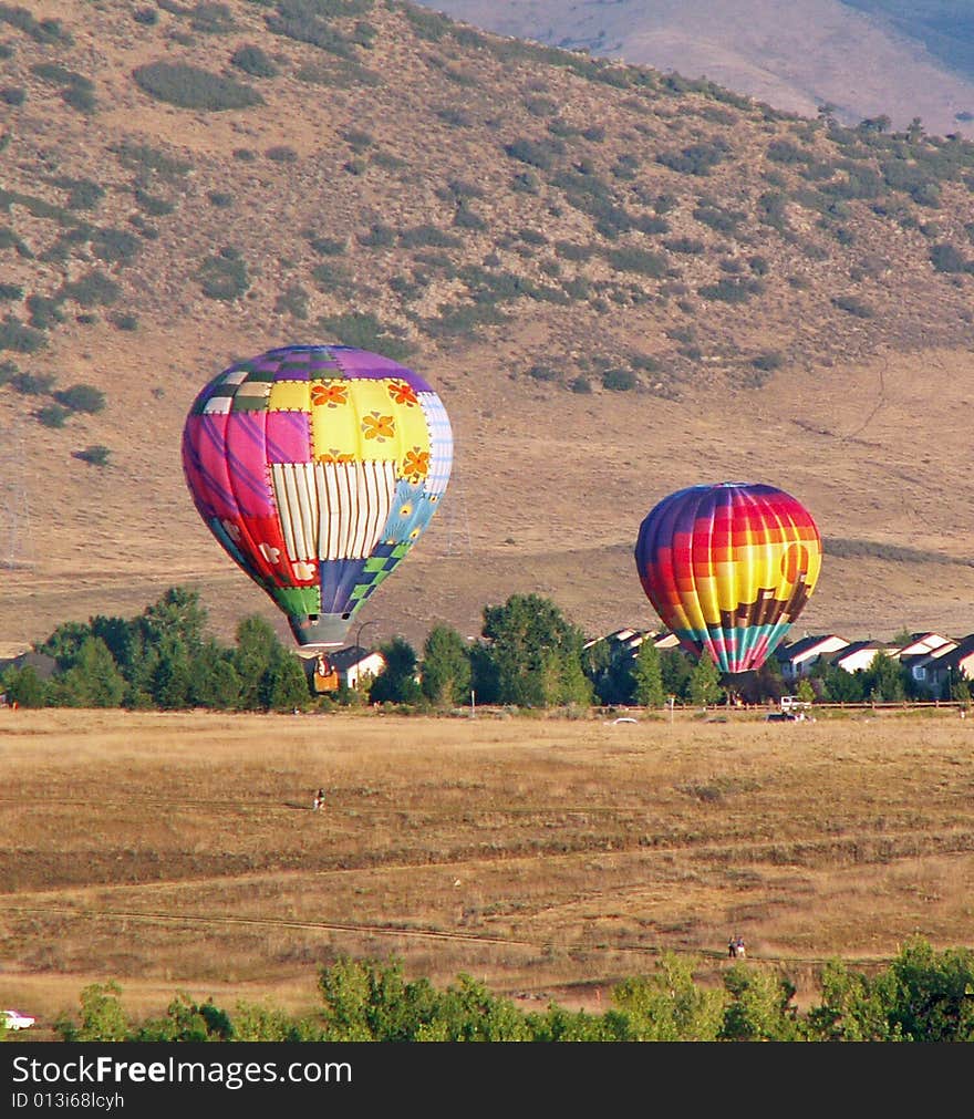 Pair of hot air balloons. Pair of hot air balloons