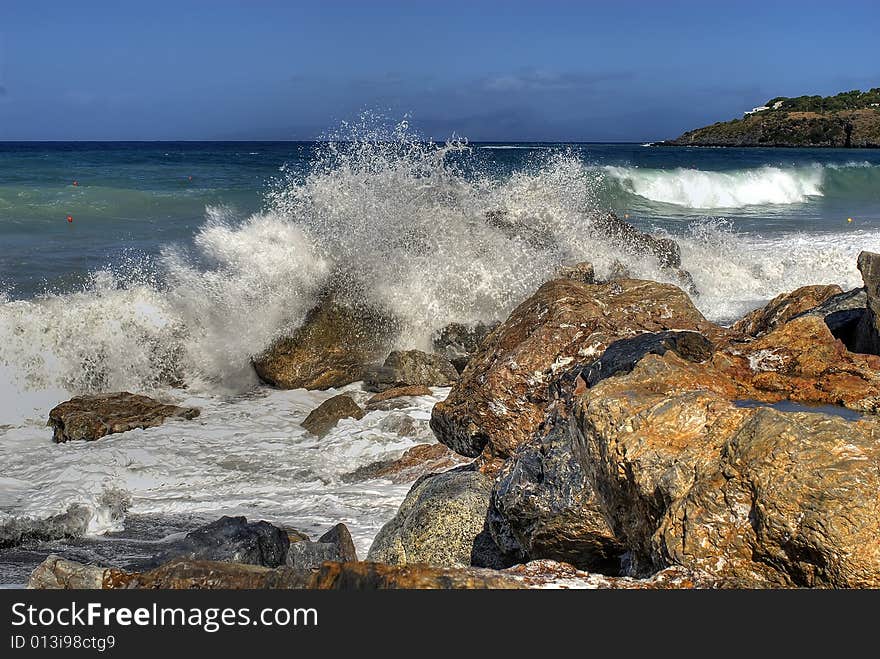 Waves reef sea seascape colors. Waves reef sea seascape colors