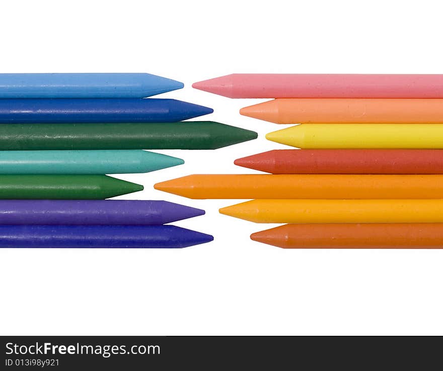 Differently colored crayons