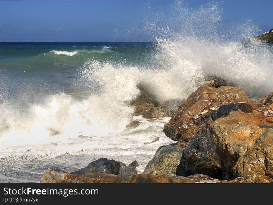 Waves reef sea seascape colors. Waves reef sea seascape colors