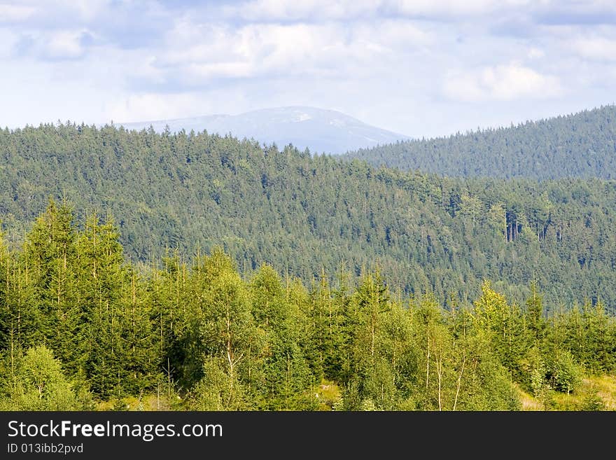 Mountain landscape in summer - Loc: 50�46'58.929N, 15�11'17.652E. Mountain landscape in summer - Loc: 50�46'58.929N, 15�11'17.652E