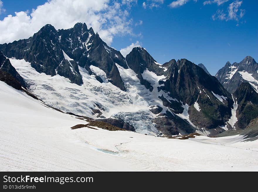 High mountain landscape with glacier