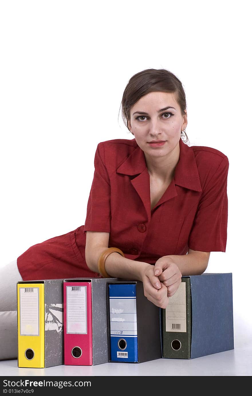 An woman sitting over registers