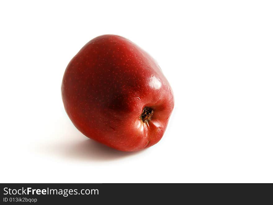 Red apple, is isolated on a white background.