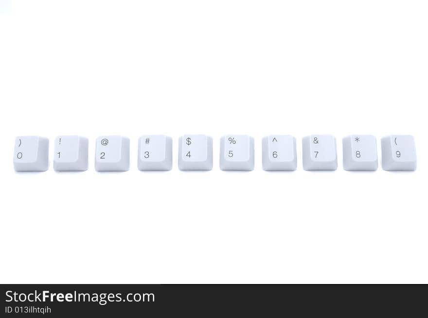 Chars and digits from 0 to 9 on computer keyboard buttons. Chars and digits from 0 to 9 on computer keyboard buttons