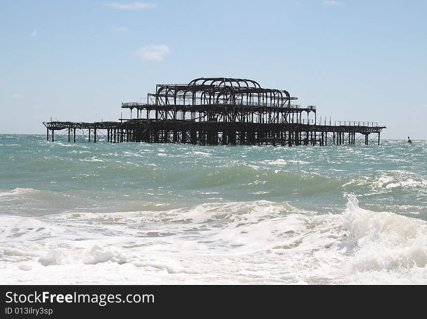 Image of Brighton's derelict West Pier, taken August 2008. Image of Brighton's derelict West Pier, taken August 2008