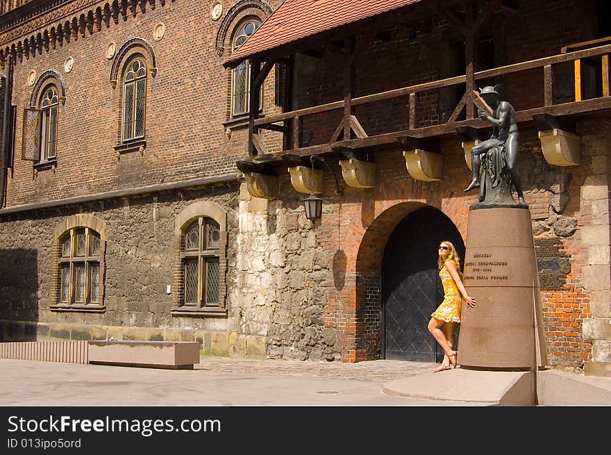 Woman on the Krakow's street. Woman on the Krakow's street