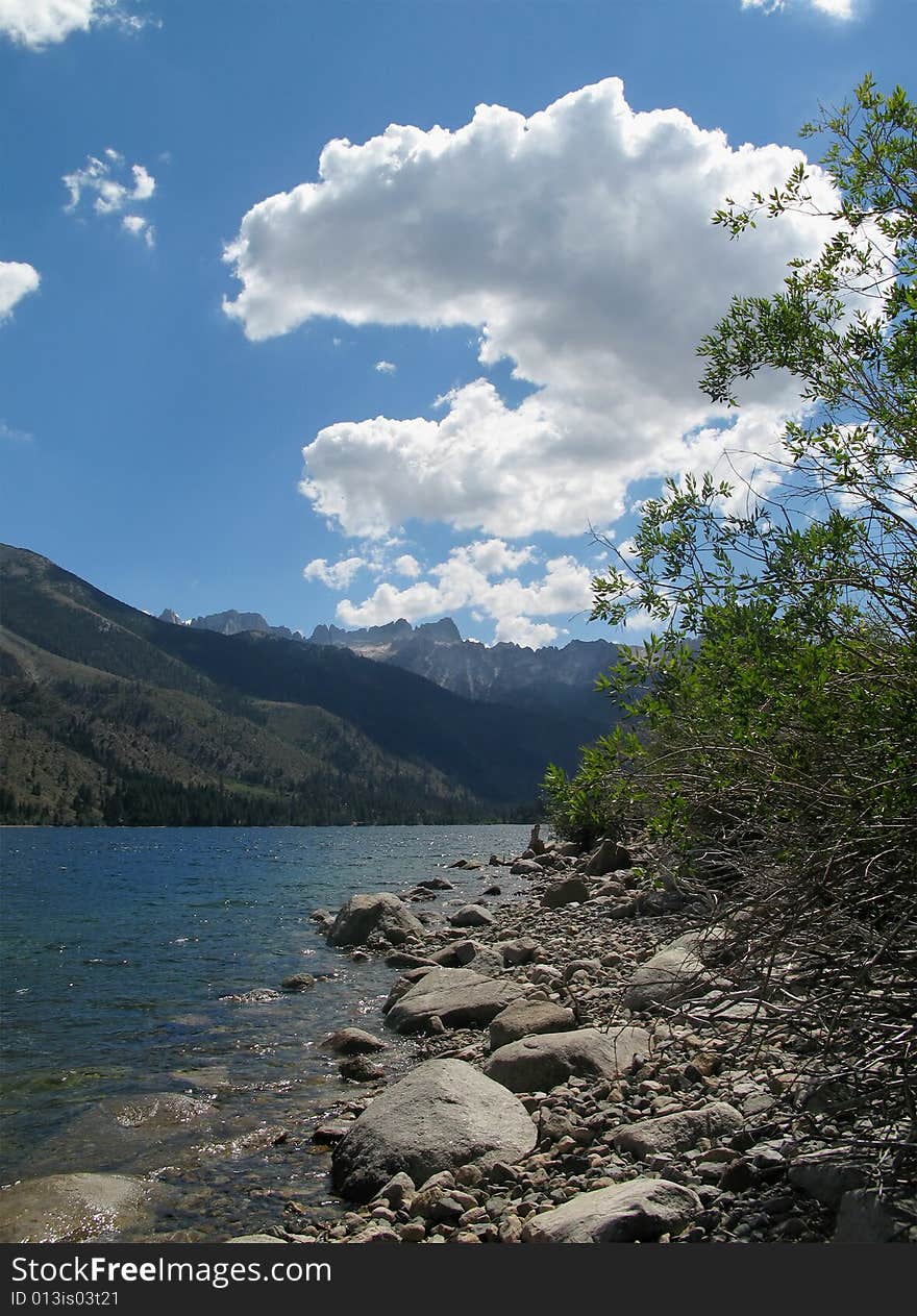 Lower Twin Lakes with a view of Sawtooth Ridge in Bridgeport, California, Eastern High Sierras. Lower Twin Lakes with a view of Sawtooth Ridge in Bridgeport, California, Eastern High Sierras