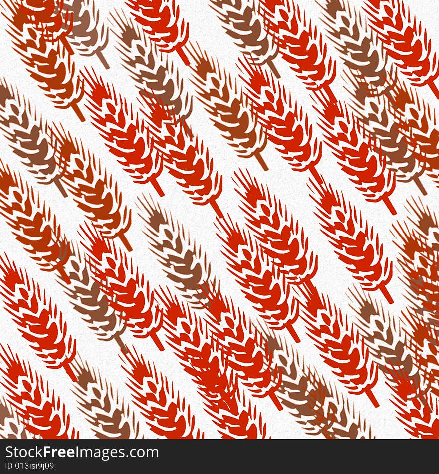 Ears of wheat in brown and red on white background. Ears of wheat in brown and red on white background