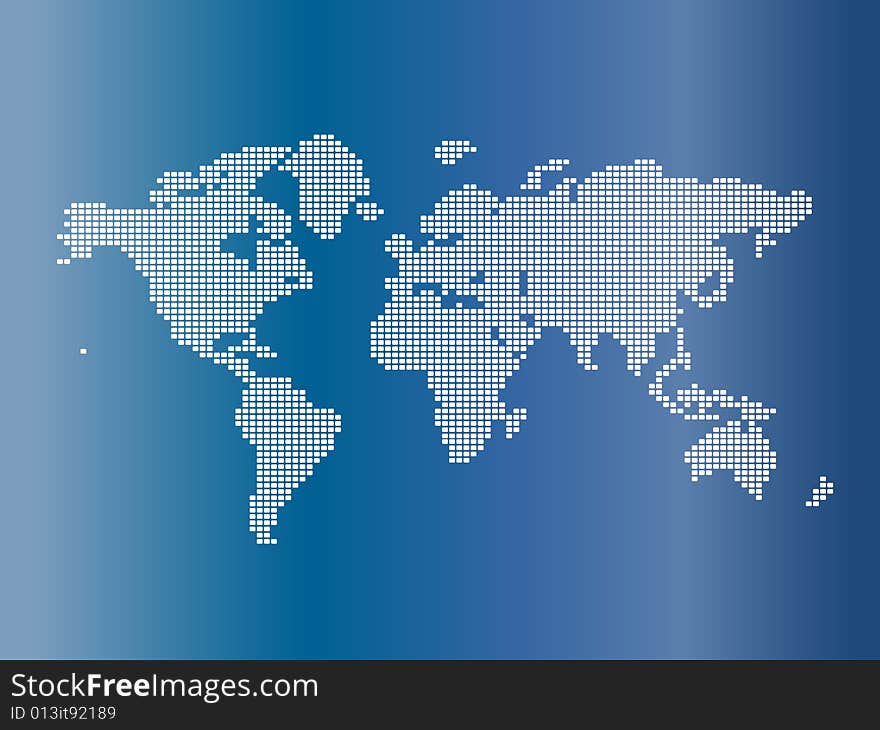 Map of the World made with rounded squares pattern