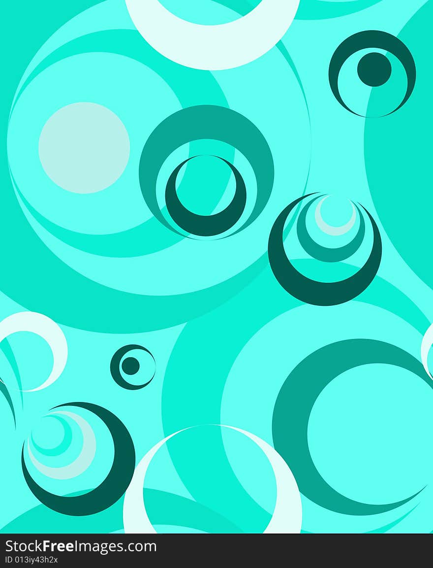 Background in turquoise colour with circles of the different sizes. Background in turquoise colour with circles of the different sizes