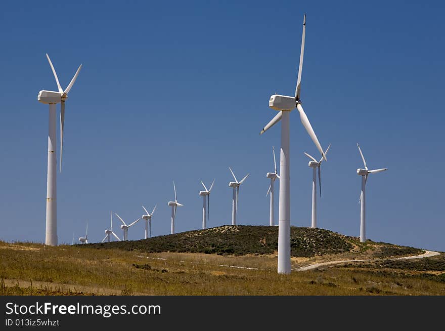 Wind turbines farm. alternative energy source