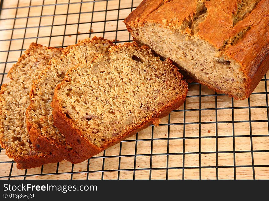 Hand made banana bread in kitchen or restaurant.