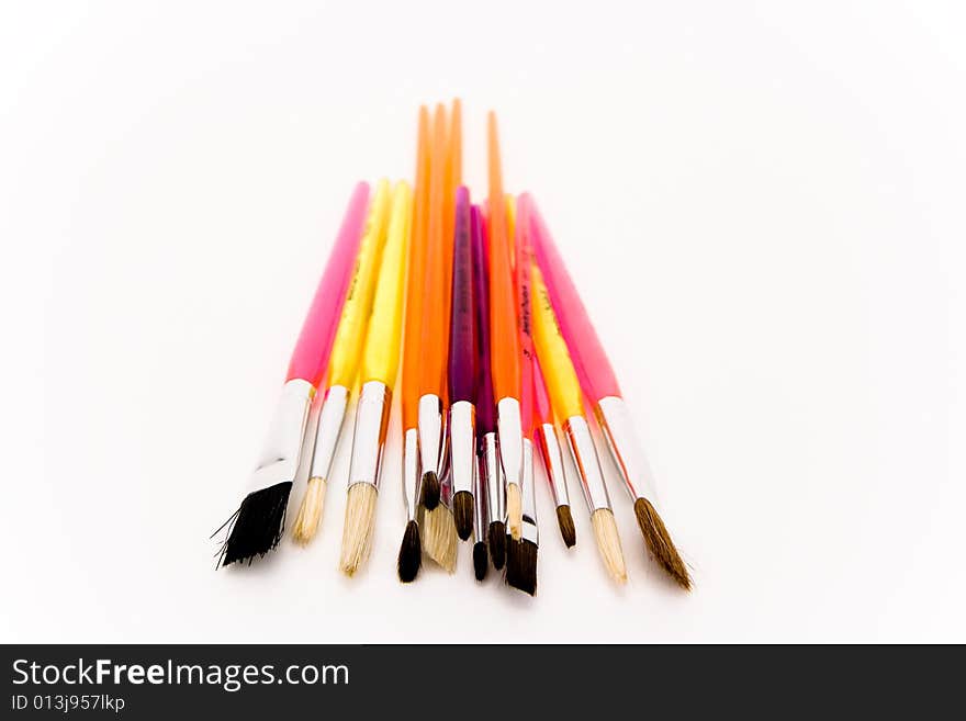 Paintbrushes on a white background