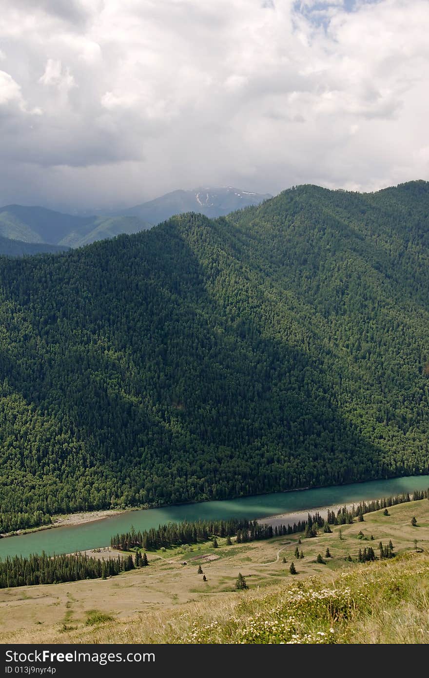 Katun river in the Altai mountains. Katun river in the Altai mountains