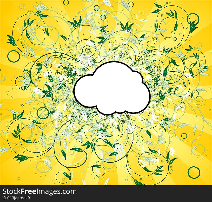 Flower illustration with sunburst with place for text