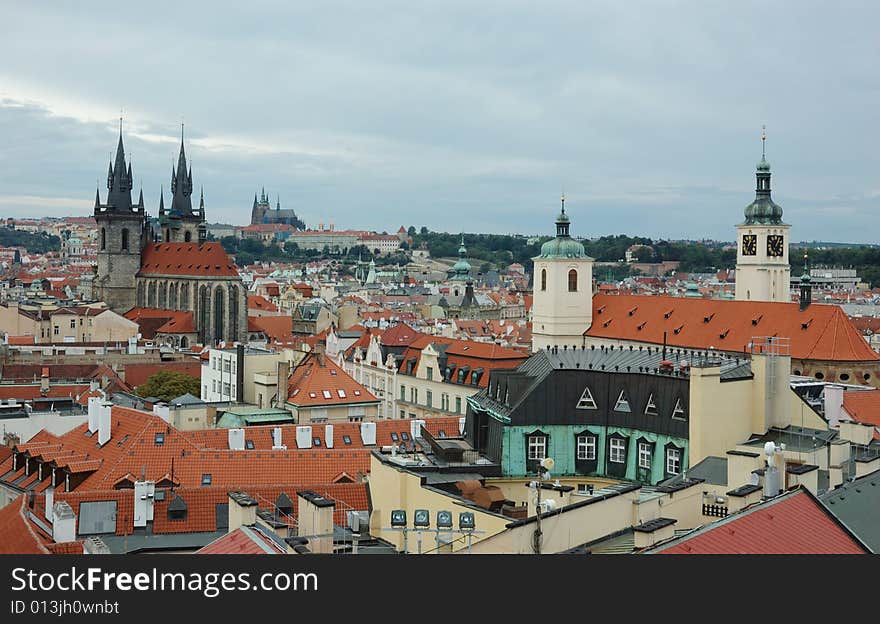 View of Prague in overcast day