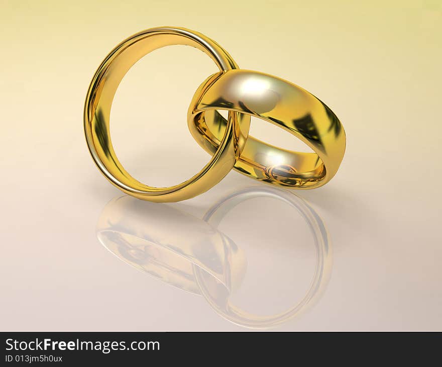 Pair of Gold wedding rings laced. Pair of Gold wedding rings laced.