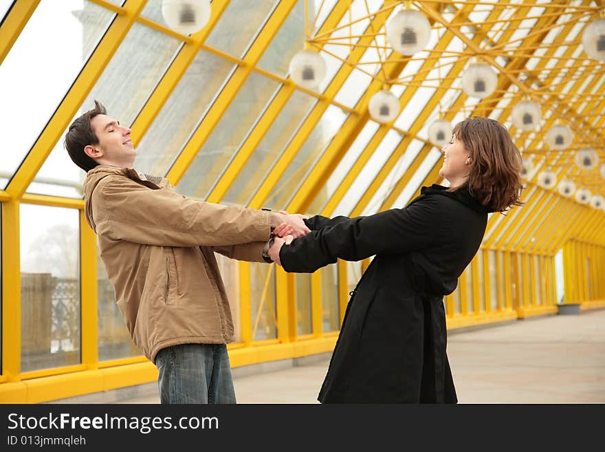 Boy And Girl Hold Each Other For Hands