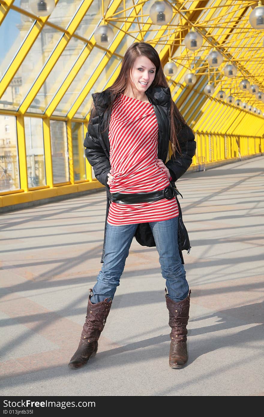 Young girl in a striped shirt