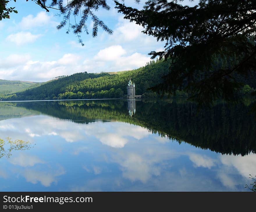 Water tower on lake vyrnwy powys. Water tower on lake vyrnwy powys