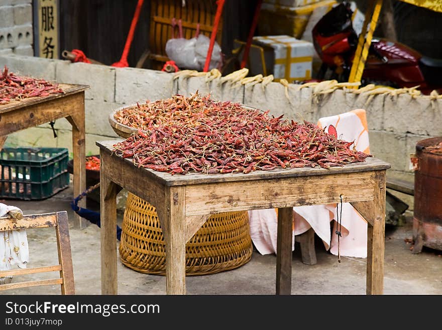 Small Village near Guilin, Red Hot Pepper. Small Village near Guilin, Red Hot Pepper