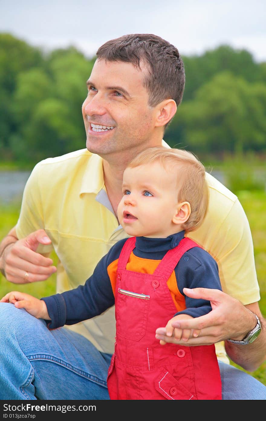 Father and son outdoors